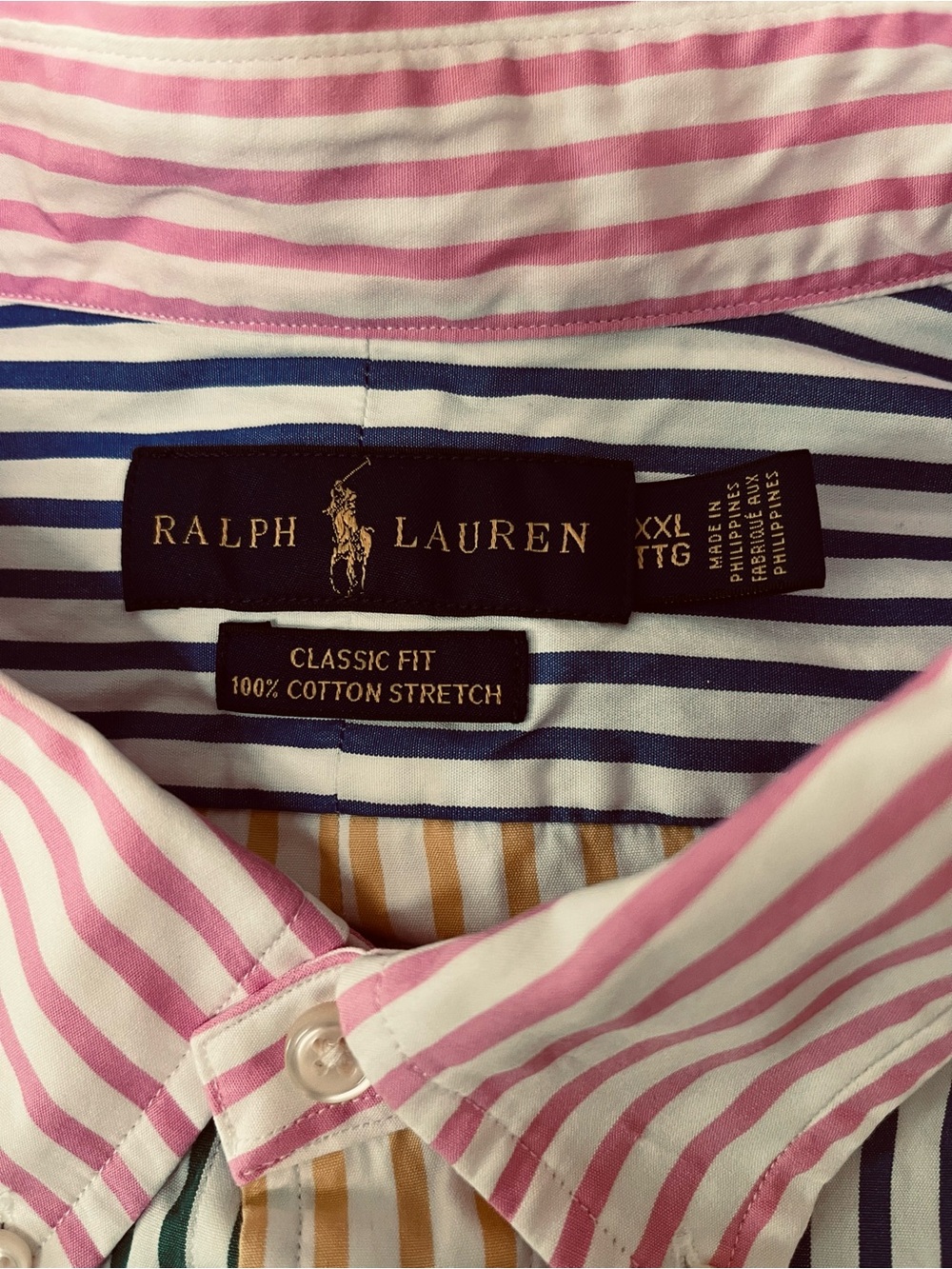 Ralph Lauren Blue and Yellow And Pink Striped Men's Button Down Shirt - Picture 10 of 11